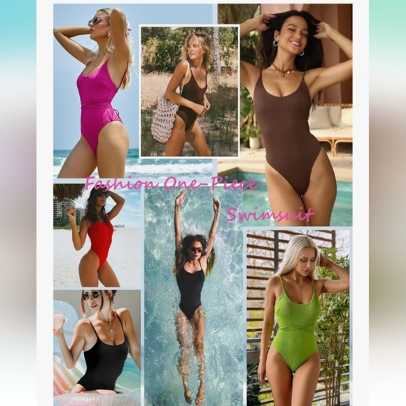 ZAFUL One Piece  Lace Up Tie Back Ribbed Fully Lined Tummy Control Scoop Padded - Picture 10 of 13